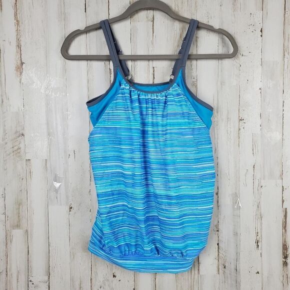 Free Country Swimsuit Top Slate Blue Size Medium - Picture 1 of 9